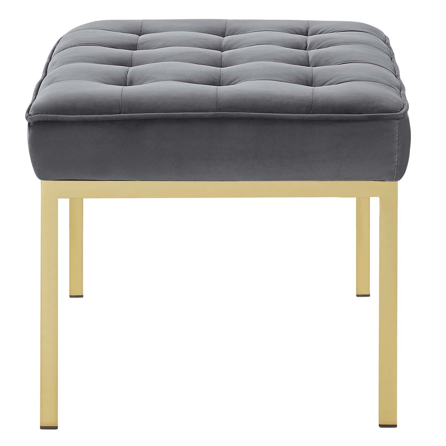 Loft Gold Stainless Steel Leg Medium Performance Velvet Bench, Velvet Fabric, Gold Grey Gray, 17350