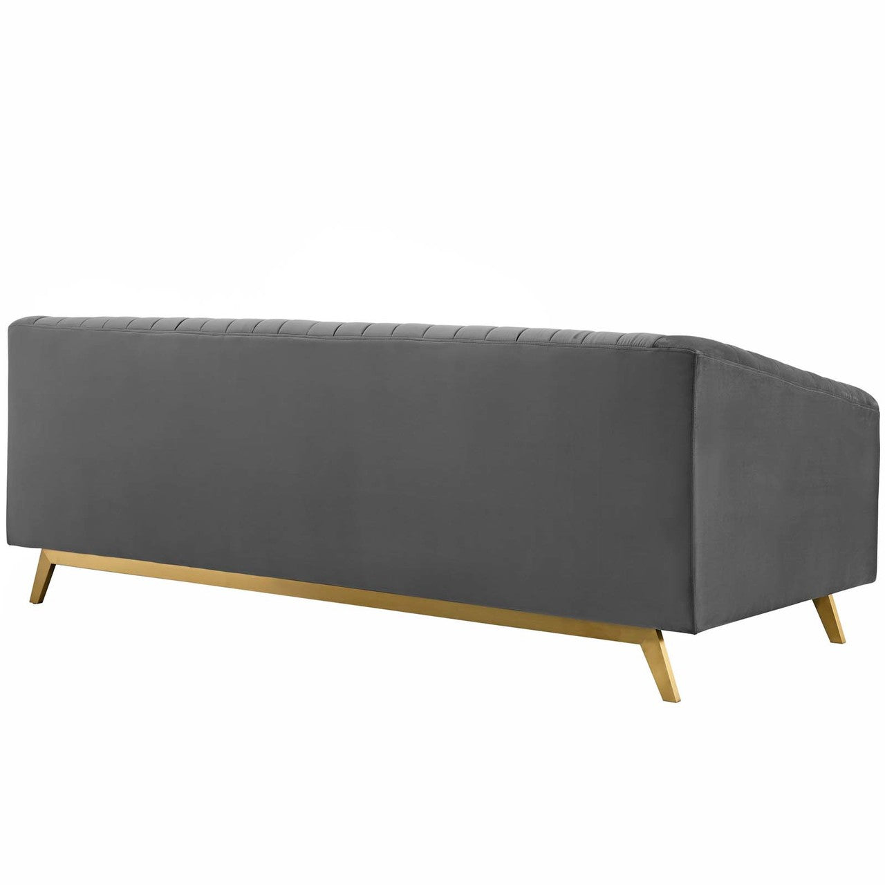 Valiant Vertical Channel Tufted Performance Velvet Loveseat, Velvet Fabric Metal Steel, Grey Gray 15784