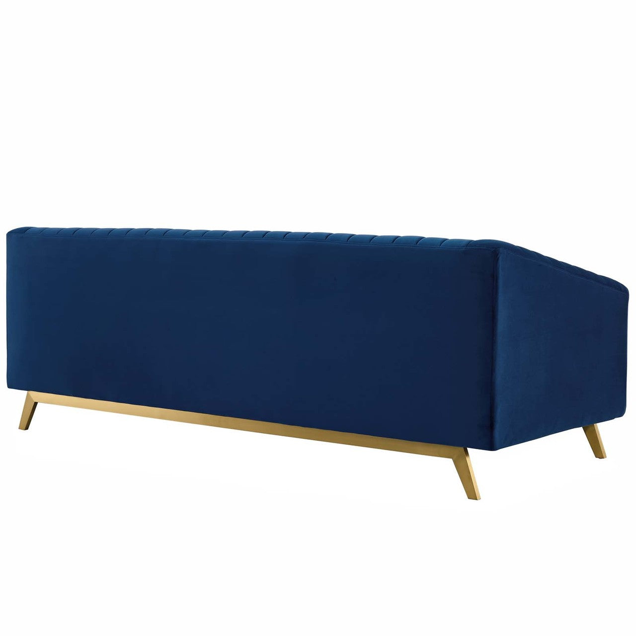 Valiant Vertical Channel Tufted Performance Velvet Loveseat, Velvet Fabric Metal Steel, Navy Blue 15785
