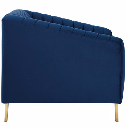 Valiant Vertical Channel Tufted Performance Velvet Armchair, Velvet Fabric Metal Steel, Navy Blue 15787