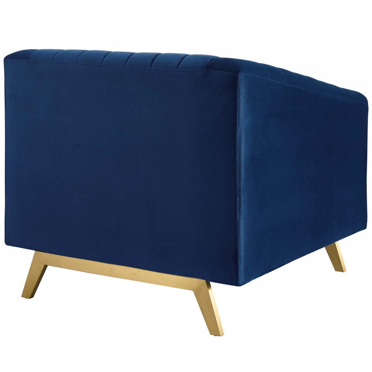 Valiant Vertical Channel Tufted Performance Velvet Armchair, Velvet Fabric Metal Steel, Navy Blue 15787