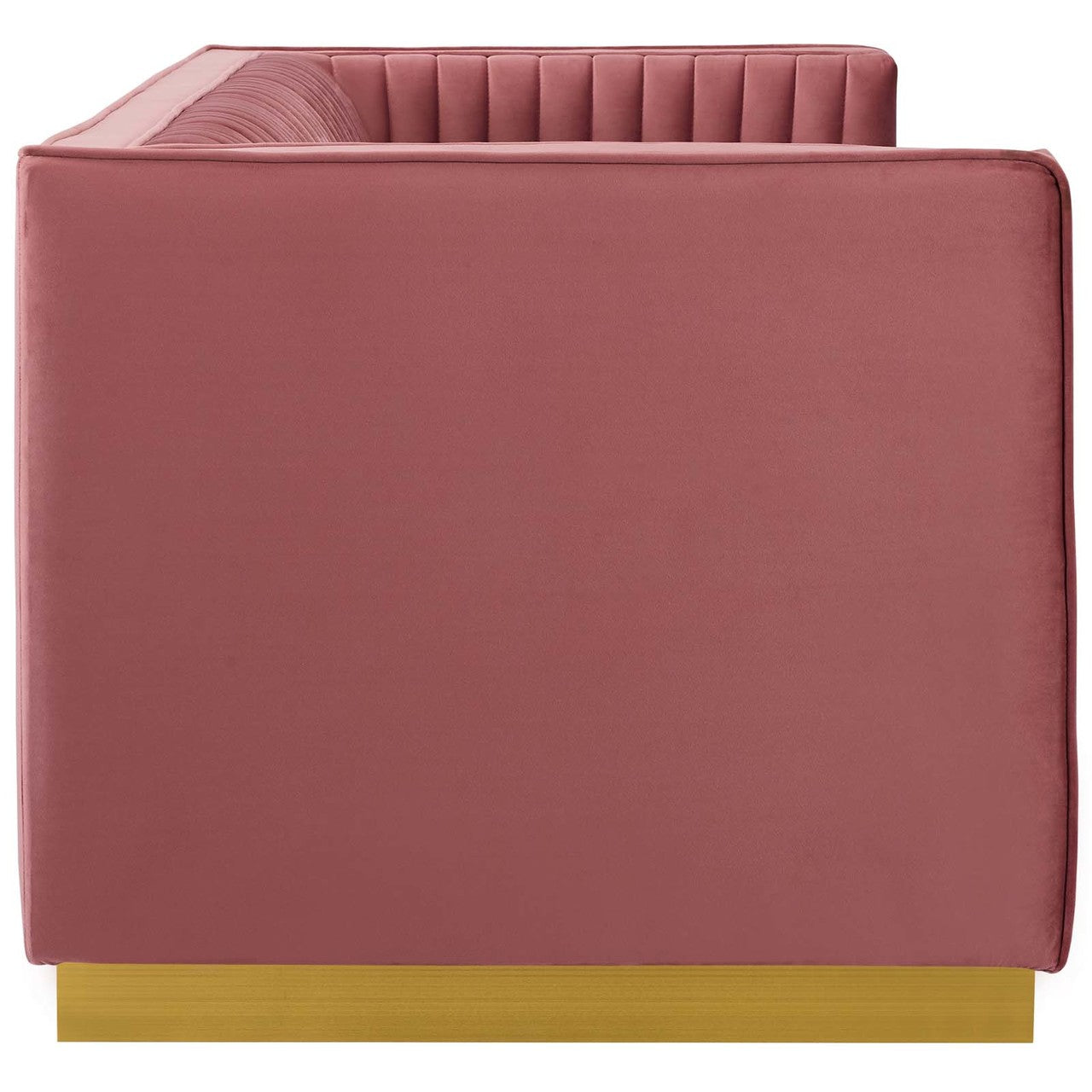 Sanguine Vertical Channel Tufted Performance Velvet Sofa, Velvet Fabric Metal Steel, Rose Red 15788