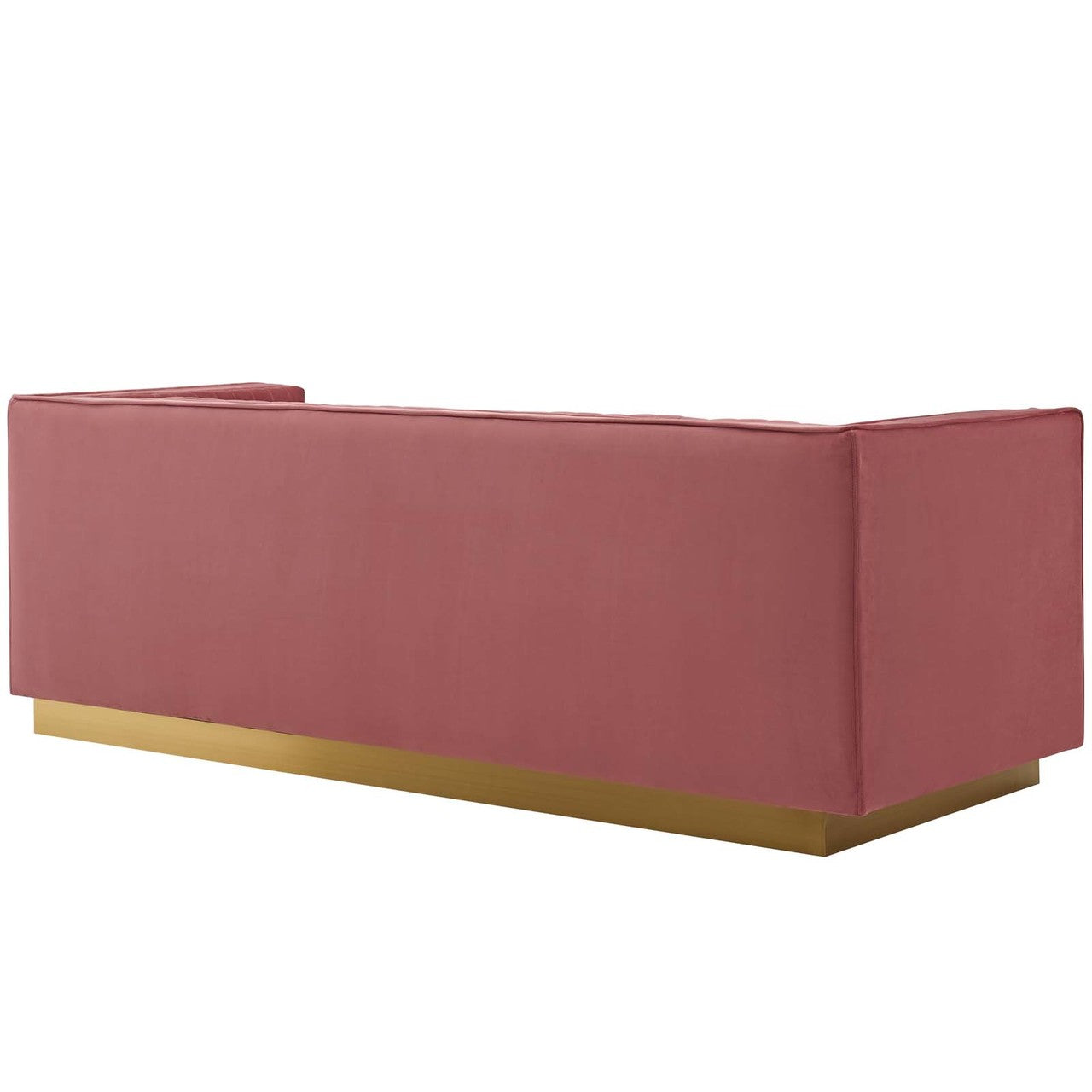 Sanguine Vertical Channel Tufted Performance Velvet Sofa, Velvet Fabric Metal Steel, Rose Red 15788