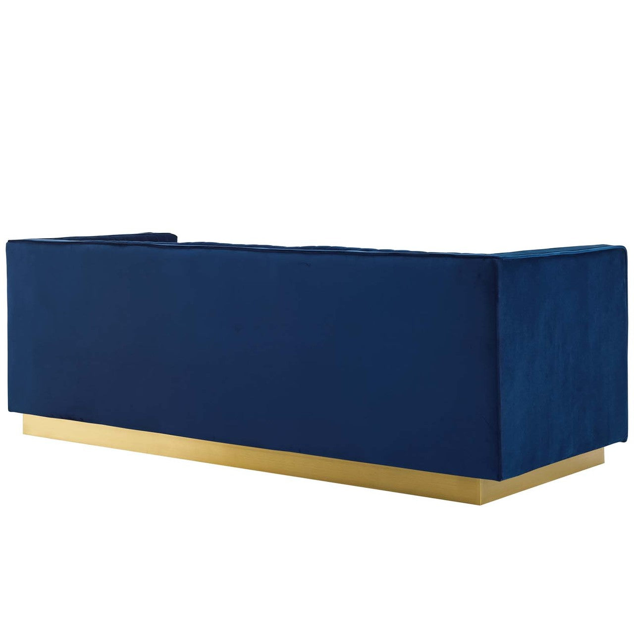 Sanguine Vertical Channel Tufted Performance Velvet Sofa, Velvet Fabric Metal Steel, Navy Blue 15790
