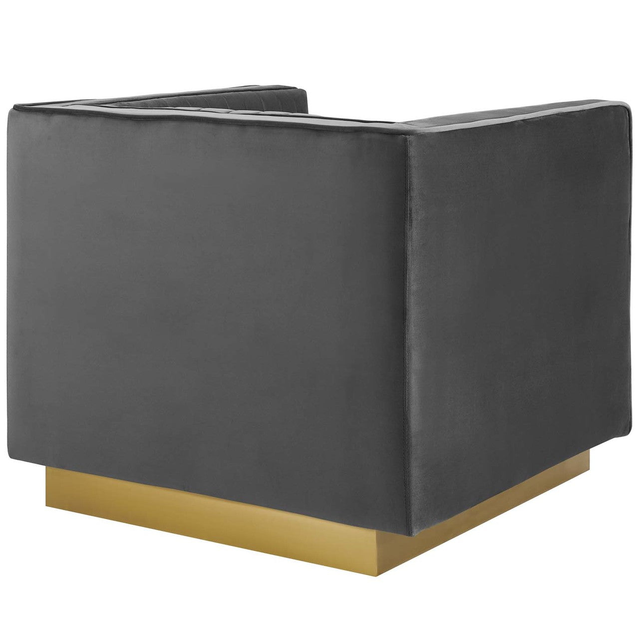 Sanguine Vertical Channel Tufted Accent Performance Velvet Armchair, Velvet Fabric Metal Steel, Grey Gray 15791
