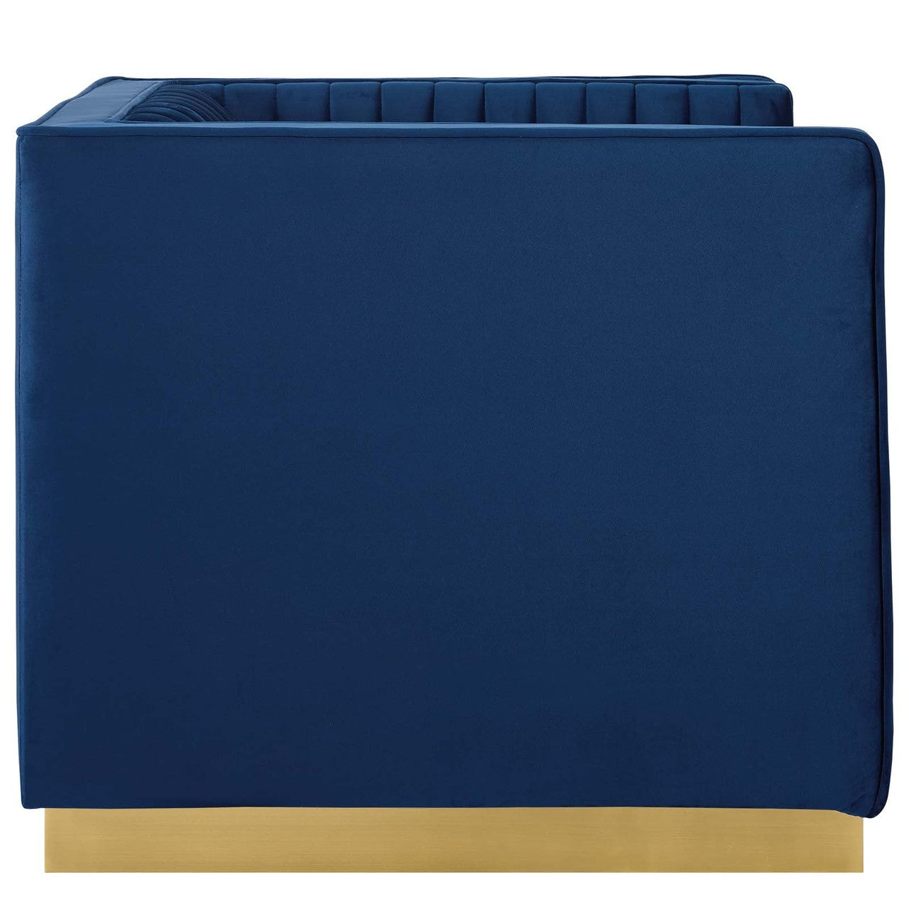 Sanguine Vertical Channel Tufted Accent Performance Velvet Armchair, Velvet Fabric Metal Steel, Navy Blue 15792