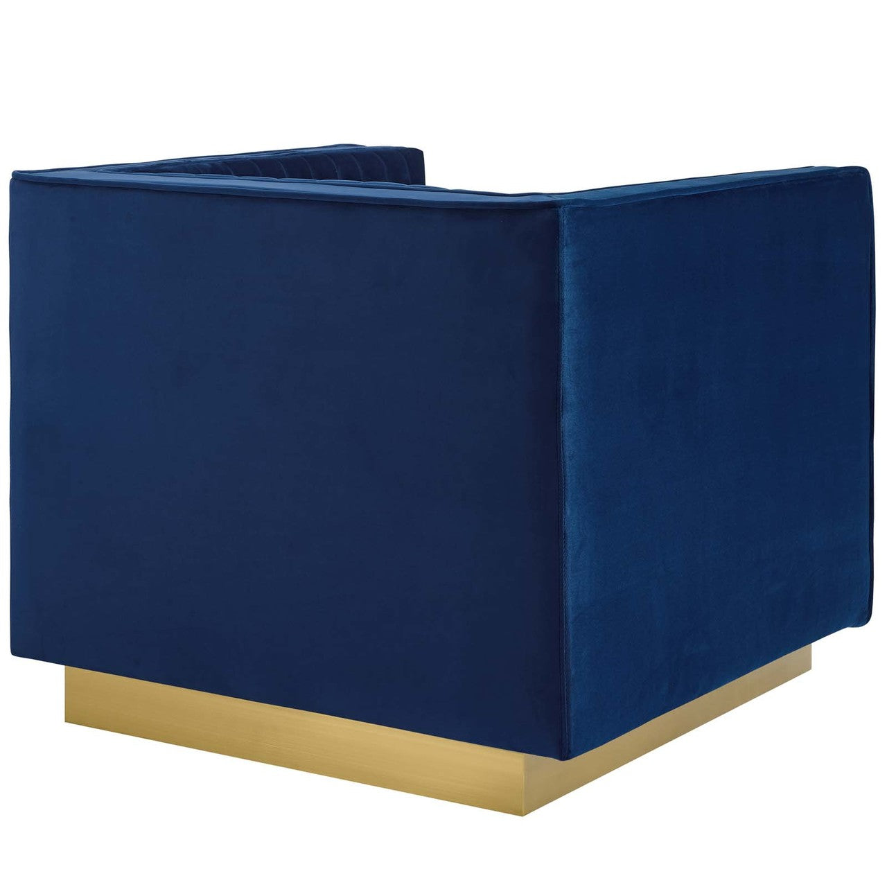 Sanguine Vertical Channel Tufted Accent Performance Velvet Armchair, Velvet Fabric Metal Steel, Navy Blue 15792