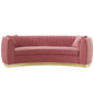 Enthusiastic Vertical Channel Tufted Curved Performance Velvet Sofa, Velvet Fabric Metal Steel, Pink, 17354