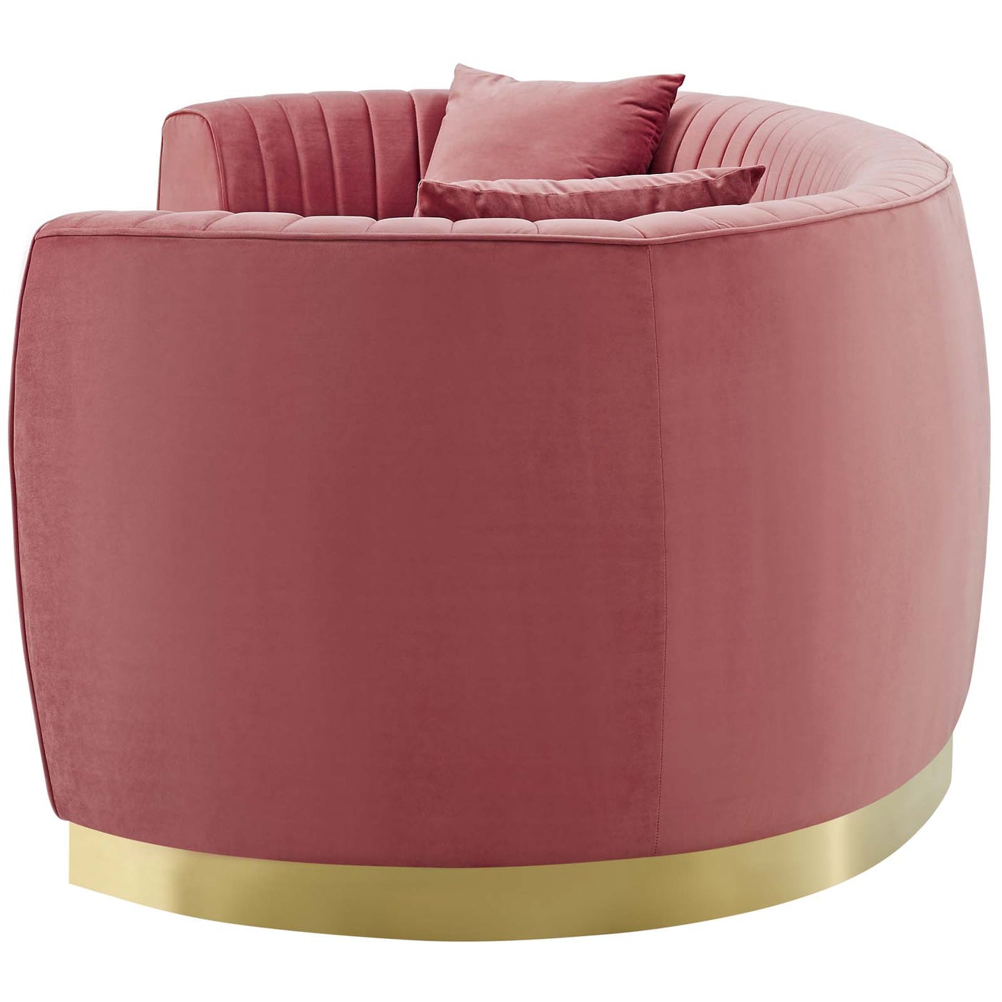 Enthusiastic Vertical Channel Tufted Curved Performance Velvet Sofa, Velvet Fabric Metal Steel, Pink, 17354