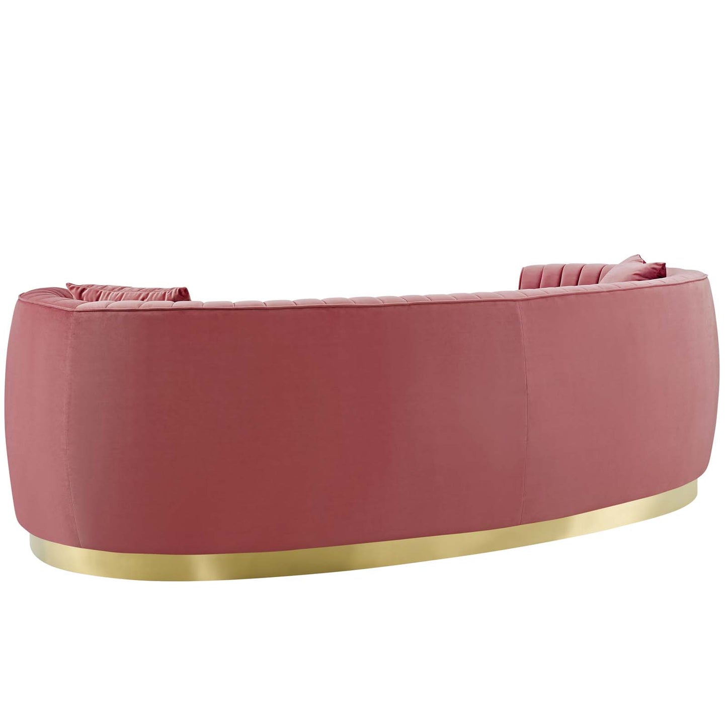 Enthusiastic Vertical Channel Tufted Curved Performance Velvet Sofa, Velvet Fabric Metal Steel, Pink, 17354