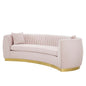 Enthusiastic Vertical Channel Tufted Curved Performance Velvet Sofa, Velvet, Pink, 18190