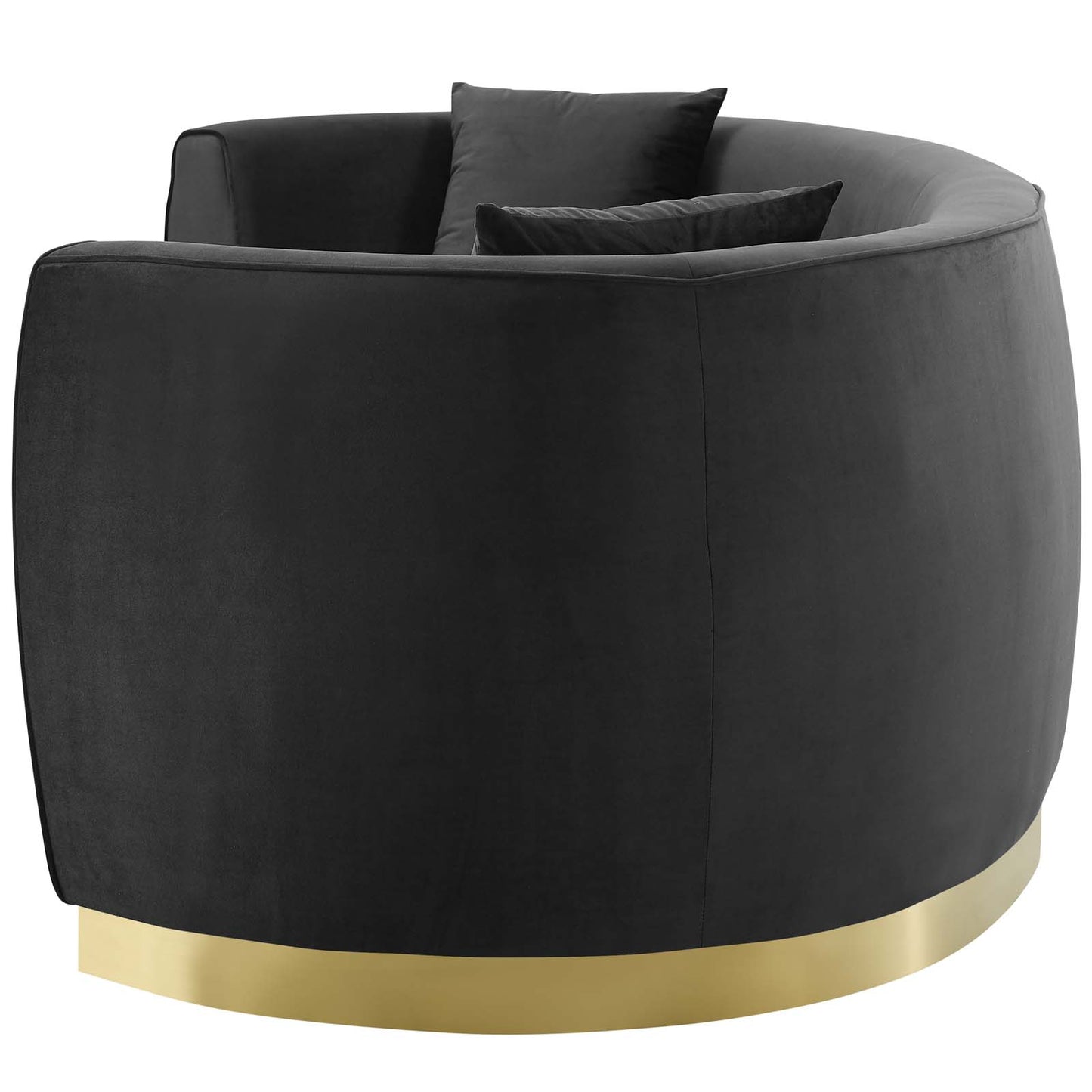 Resolute Curved Performance Velvet Sofa, Velvet Fabric Metal Steel, Black, 17357