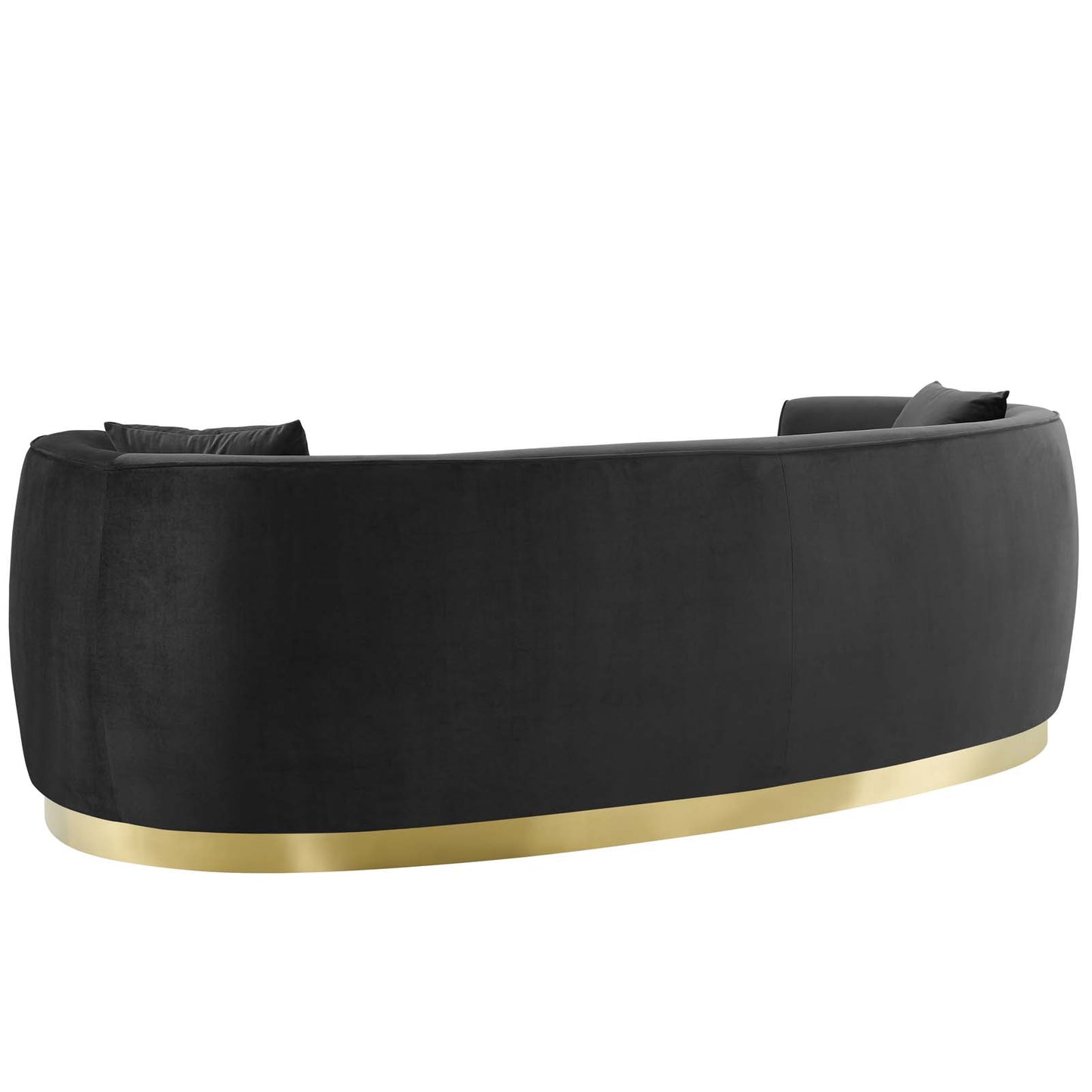 Resolute Curved Performance Velvet Sofa, Velvet Fabric Metal Steel, Black, 17357