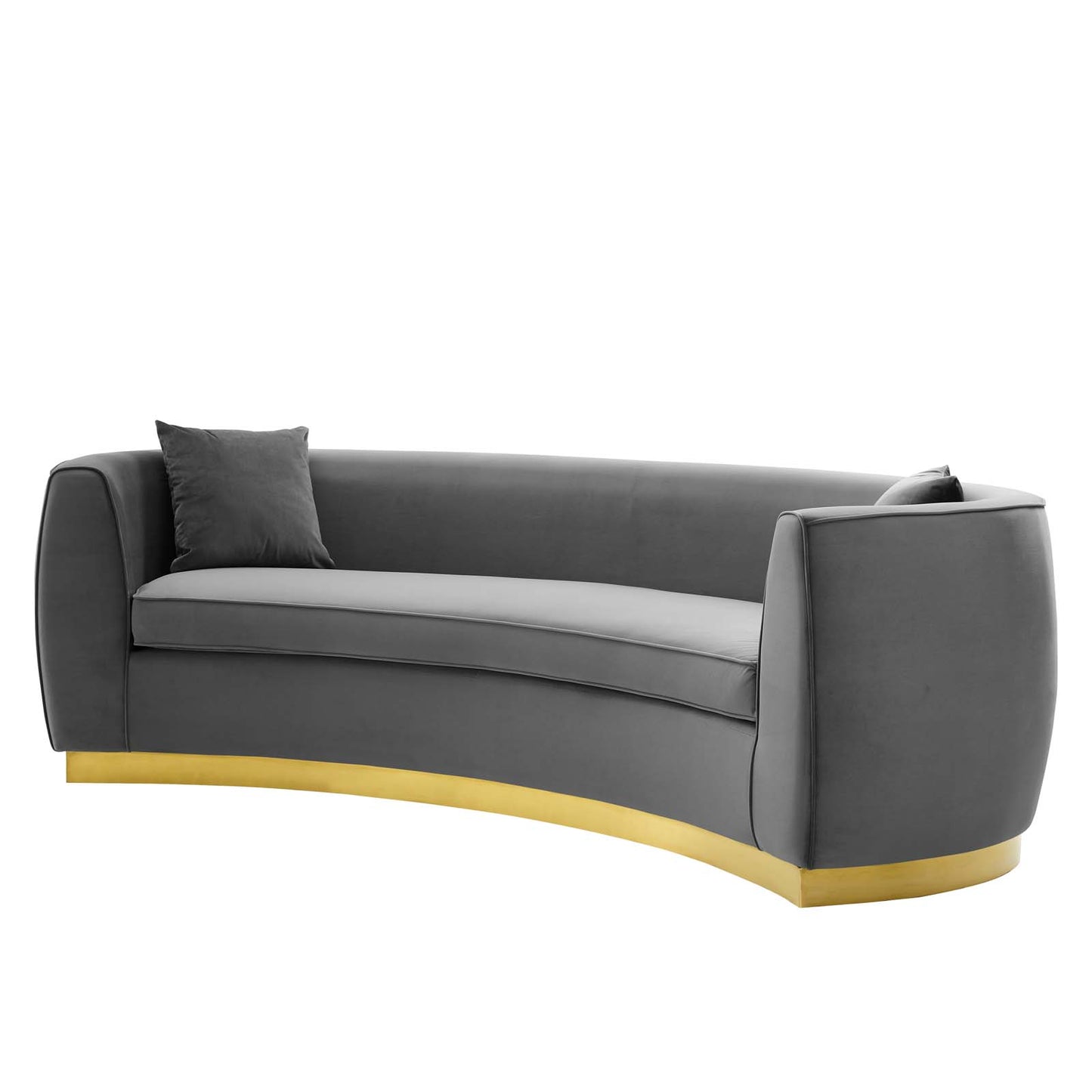 Resolute Curved Performance Velvet Sofa, Velvet, Grey Gray, 18191