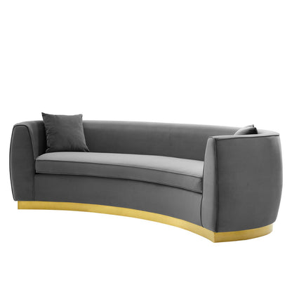Resolute Curved Performance Velvet Sofa, Velvet, Grey Gray, 18191