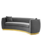 Resolute Curved Performance Velvet Sofa, Velvet, Grey Gray, 18191