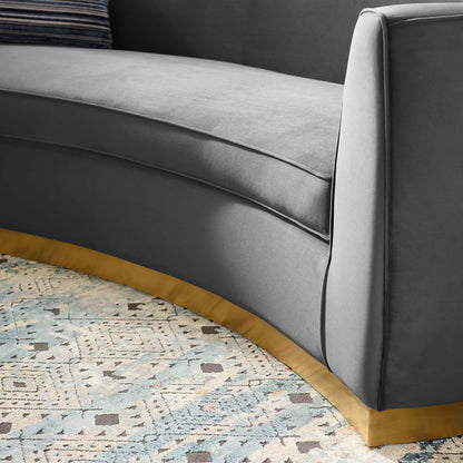 Resolute Curved Performance Velvet Sofa, Velvet, Grey Gray, 18191