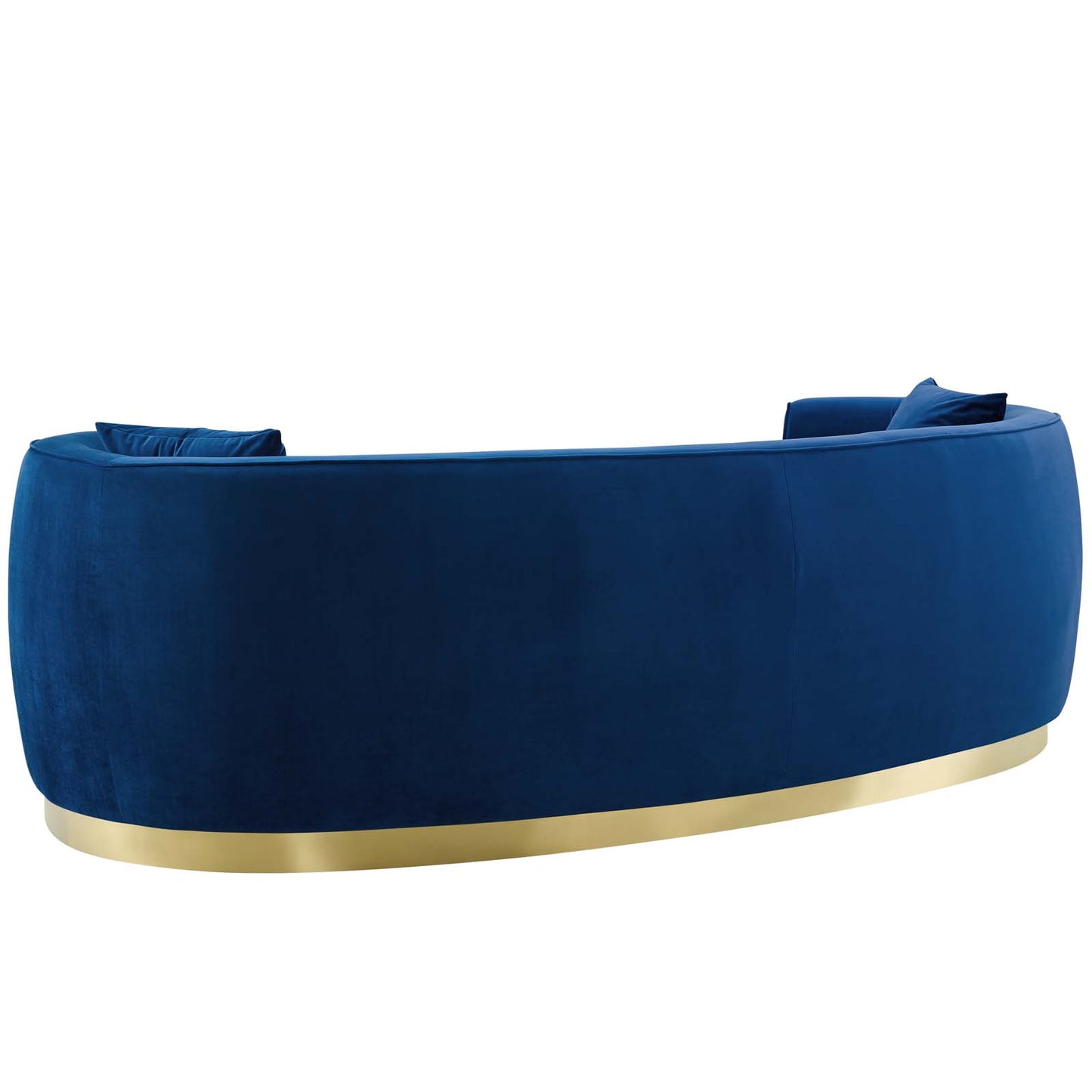 Resolute Curved Performance Velvet Sofa, Velvet Fabric Metal Steel, Navy Blue, 17358