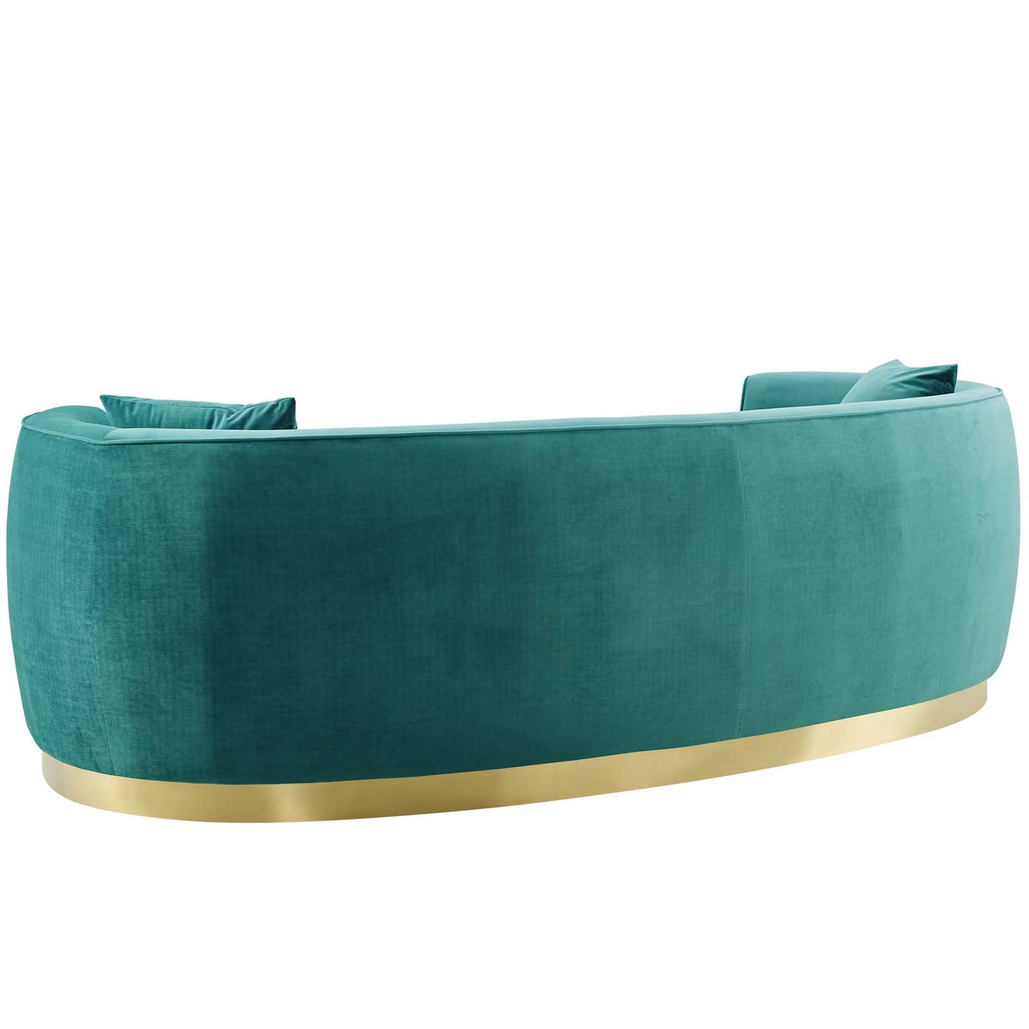 Resolute Curved Performance Velvet Sofa, Velvet Fabric Metal Steel, Aqua Blue, 17359