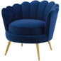 Admire Scalloped Edge Performance Velvet Accent Armchair, Velvet Fabric Metal Steel, Navy Blue, 17363