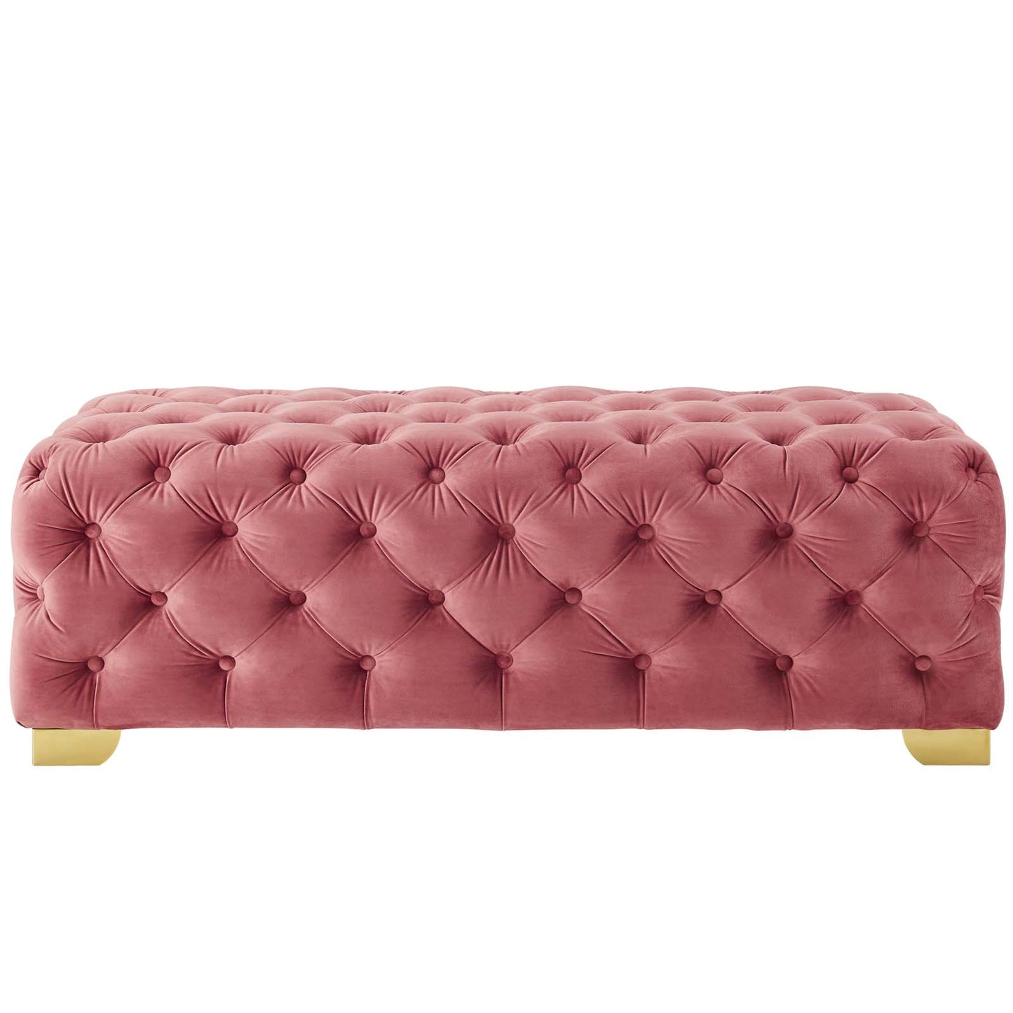 Sensible Button Tufted Performance Velvet Bench, Velvet Fabric Metal Steel, Pink, 17366