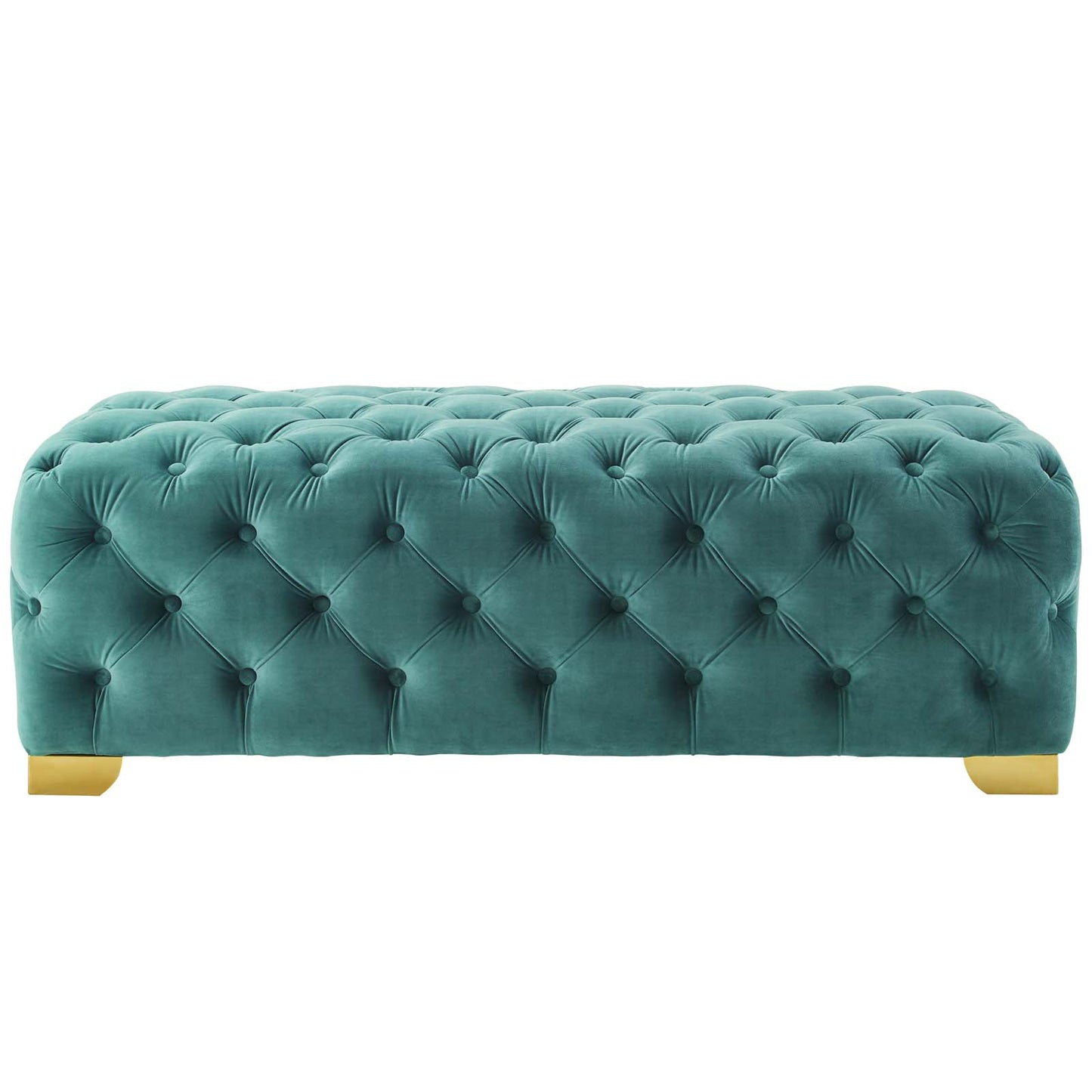 Sensible Button Tufted Performance Velvet Bench, Velvet Fabric Metal Steel, Aqua Blue, 17369