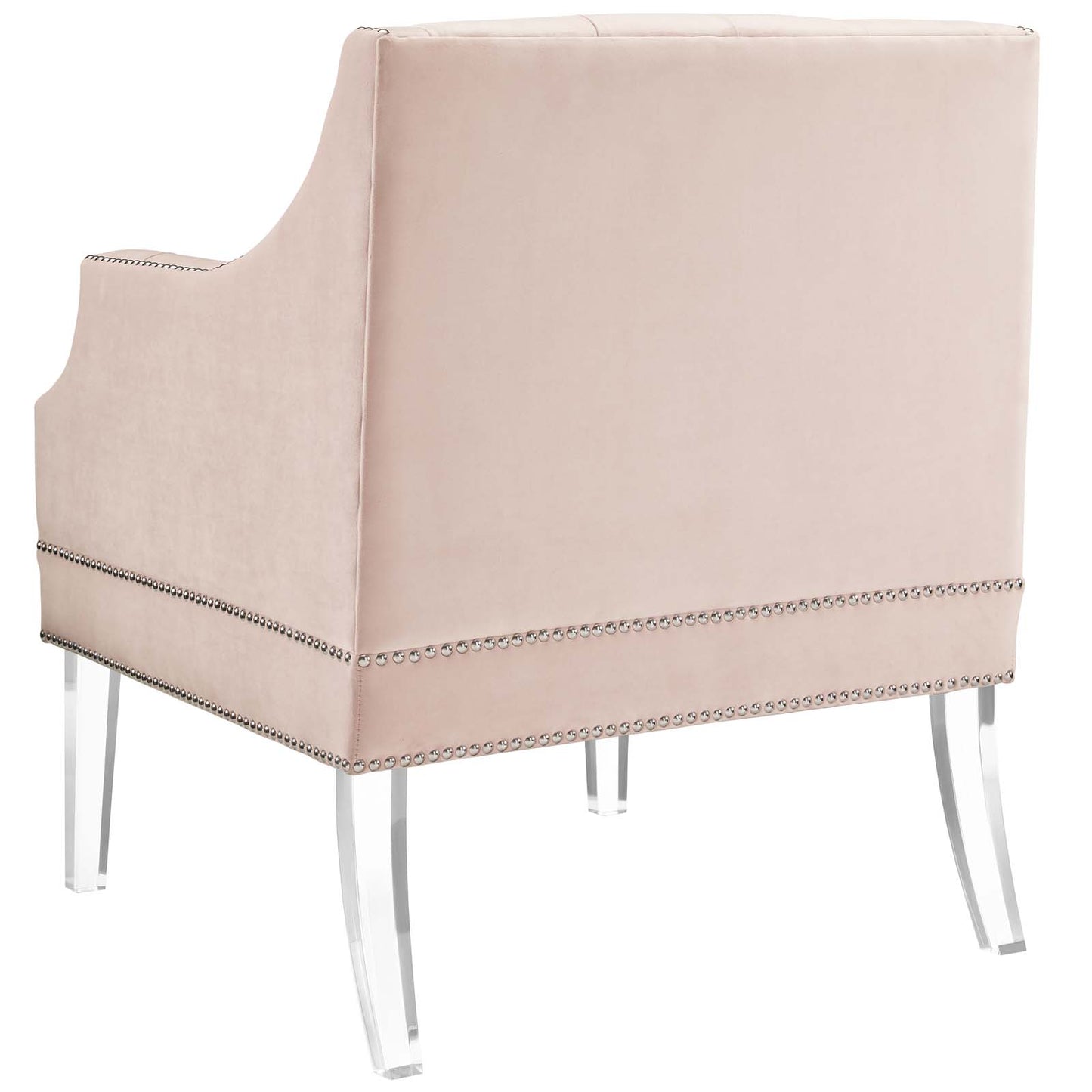 Proverbial Tufted Button Accent Performance Velvet Armchair, Velvet Fabric, Pink, 17374