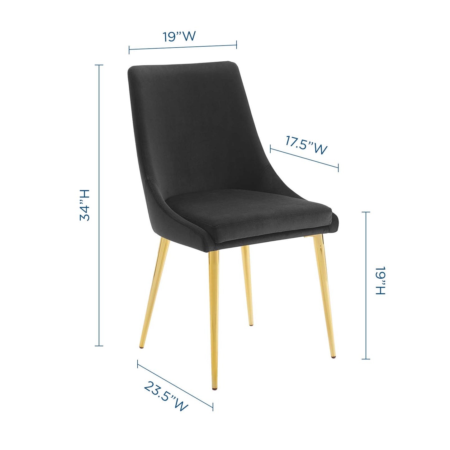 Viscount Modern Accent Performance Velvet Dining Chair, Velvet, Metal Steel, Black, 18192