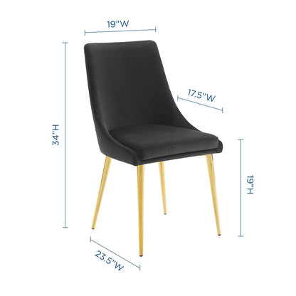 Viscount Modern Accent Performance Velvet Dining Chair, Velvet, Metal Steel, Black, 18192