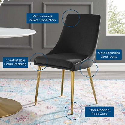 Viscount Modern Accent Performance Velvet Dining Chair, Velvet, Metal Steel, Black, 18192