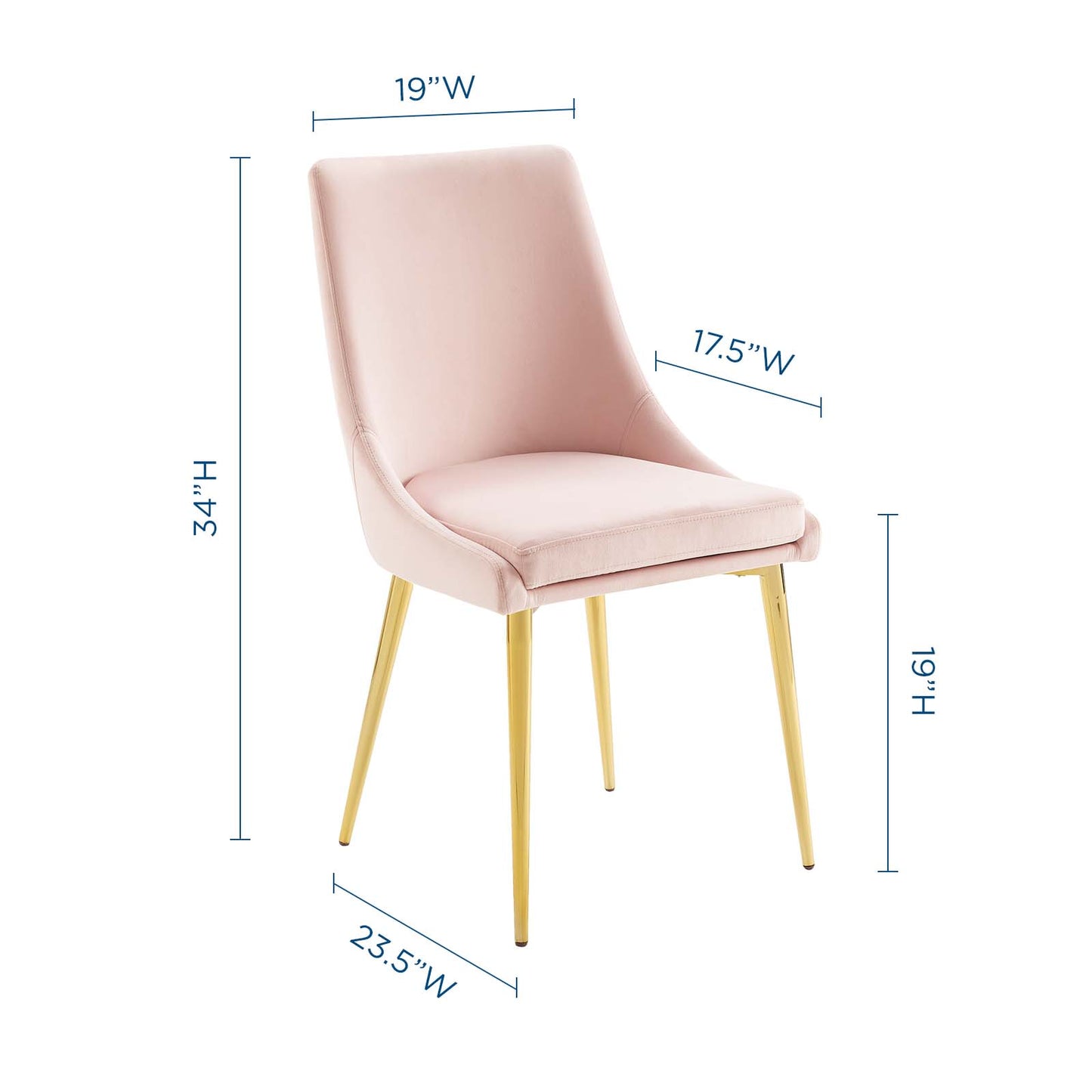 Viscount Modern Accent Performance Velvet Dining Chair, Velvet, Metal Steel, Pink, 18193
