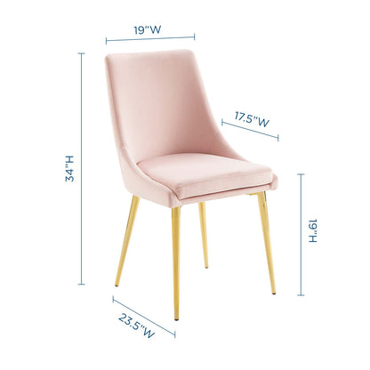 Viscount Modern Accent Performance Velvet Dining Chair, Velvet, Metal Steel, Pink, 18193