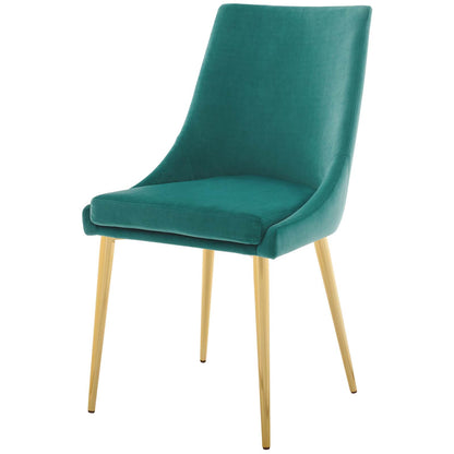 Viscount Modway Accent Performance Velvet Dining Chair, Velvet Fabric Metal Steel, Aqua Blue, 17383