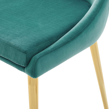 Viscount Modway Accent Performance Velvet Dining Chair, Velvet Fabric Metal Steel, Aqua Blue, 17383