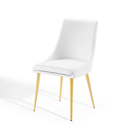 Viscount Modern Accent Performance Velvet Dining Chair, Velvet, Metal Steel, White, 18194