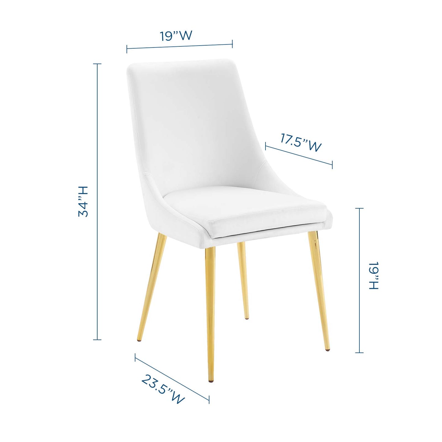 Viscount Modern Accent Performance Velvet Dining Chair, Velvet, Metal Steel, White, 18194