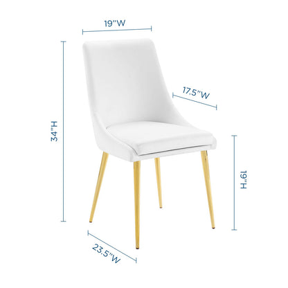 Viscount Modern Accent Performance Velvet Dining Chair, Velvet, Metal Steel, White, 18194