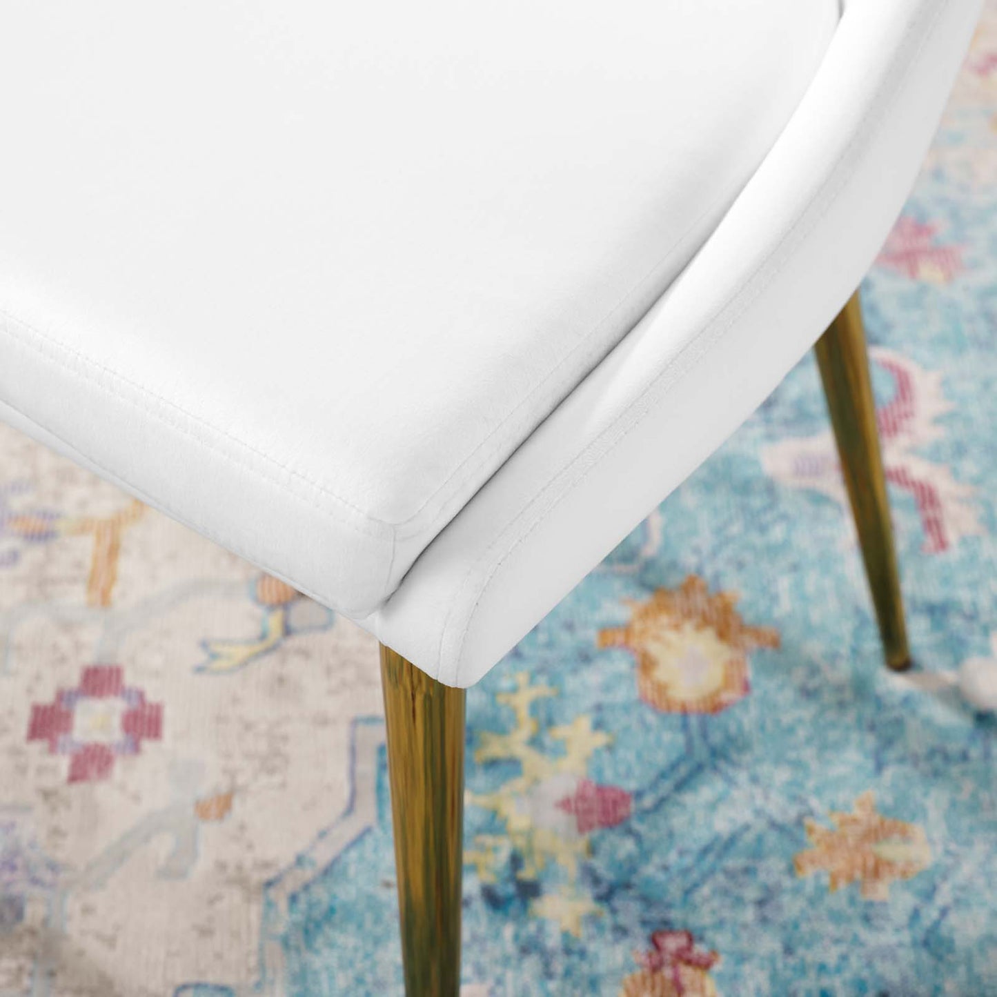 Viscount Modern Accent Performance Velvet Dining Chair, Velvet, Metal Steel, White, 18194
