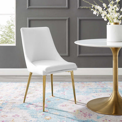 Viscount Modern Accent Performance Velvet Dining Chair, Velvet, Metal Steel, White, 18194