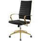 Jive Gold Stainless Steel Highback Office Chair, Faux Vinyl Leather Aluminum, Gold Black, 17384
