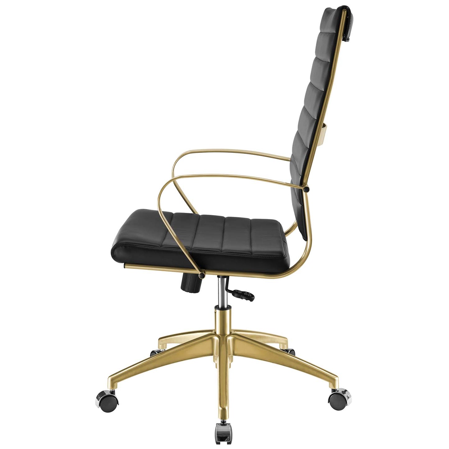 Jive Gold Stainless Steel Highback Office Chair, Faux Vinyl Leather Aluminum, Gold Black, 17384