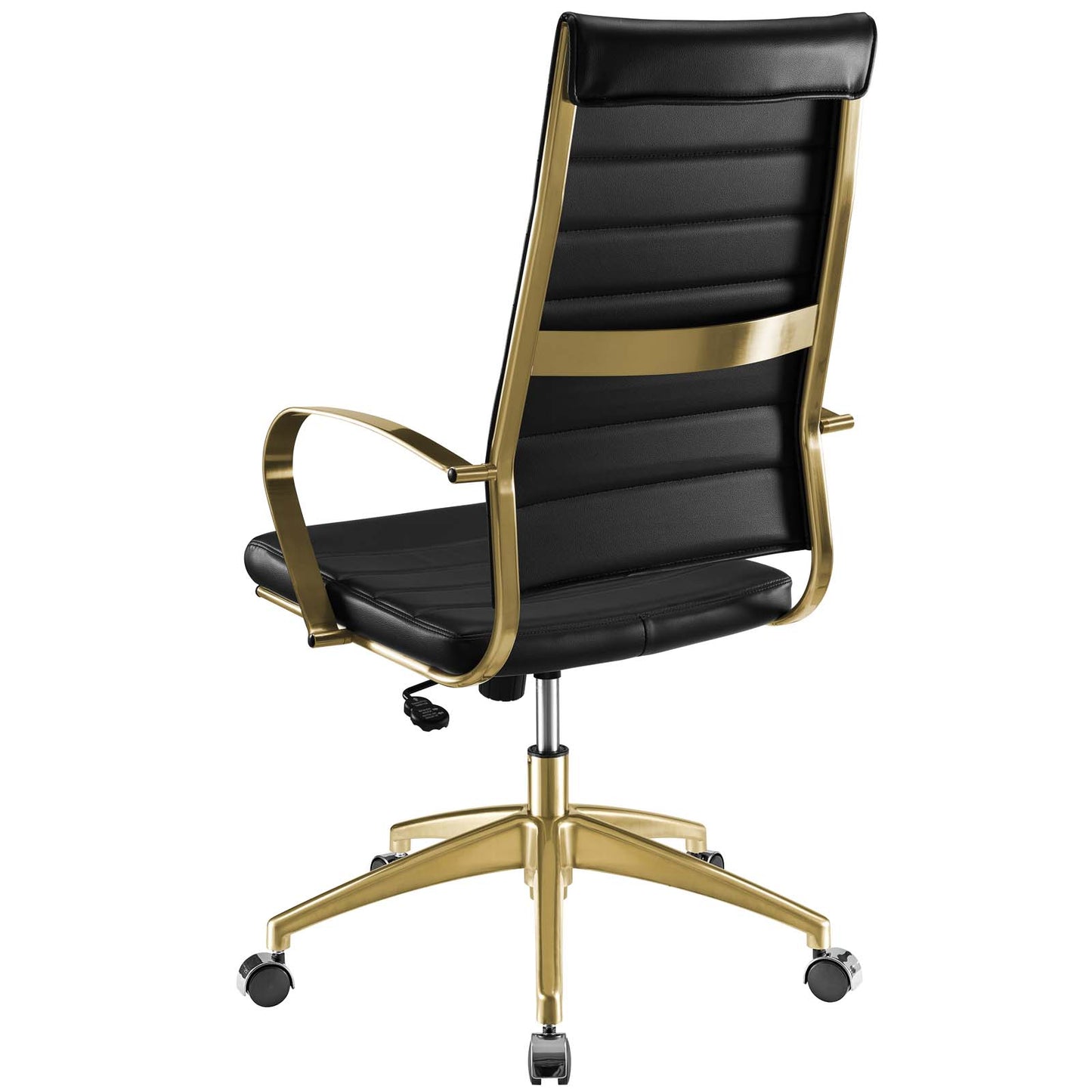 Jive Gold Stainless Steel Highback Office Chair, Faux Vinyl Leather Aluminum, Gold Black, 17384