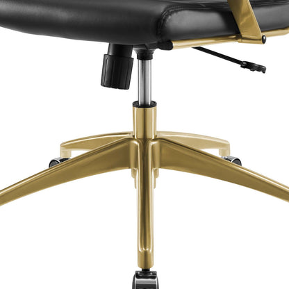 Jive Gold Stainless Steel Highback Office Chair, Faux Vinyl Leather Aluminum, Gold Black, 17384