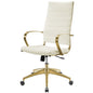 Jive Gold Stainless Steel Highback Office Chair, Faux Vinyl Leather Aluminum, Gold White, 17385