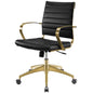 Jive Gold Stainless Steel Midback Office Chair, Faux Vinyl Leather Aluminum, Gold Black, 17386