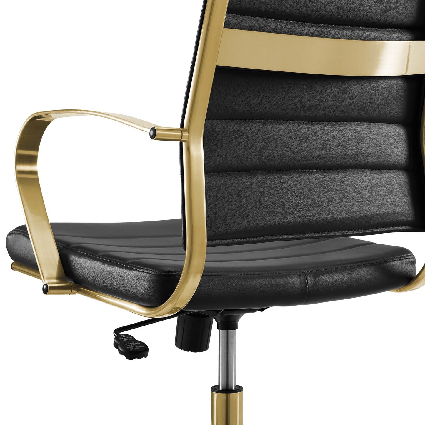 Jive Gold Stainless Steel Midback Office Chair, Faux Vinyl Leather Aluminum, Gold Black, 17386