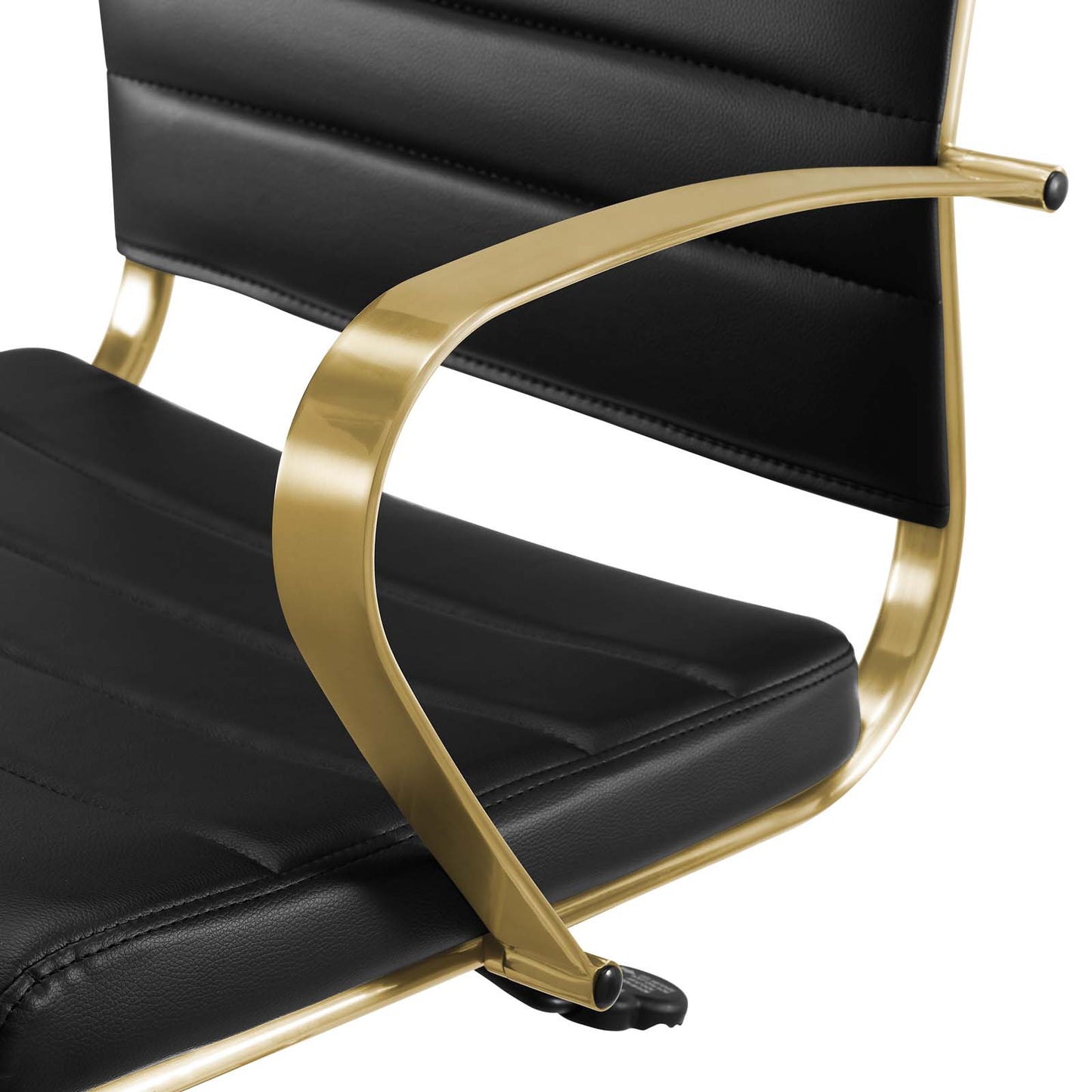 Jive Gold Stainless Steel Midback Office Chair, Faux Vinyl Leather Aluminum, Gold Black, 17386