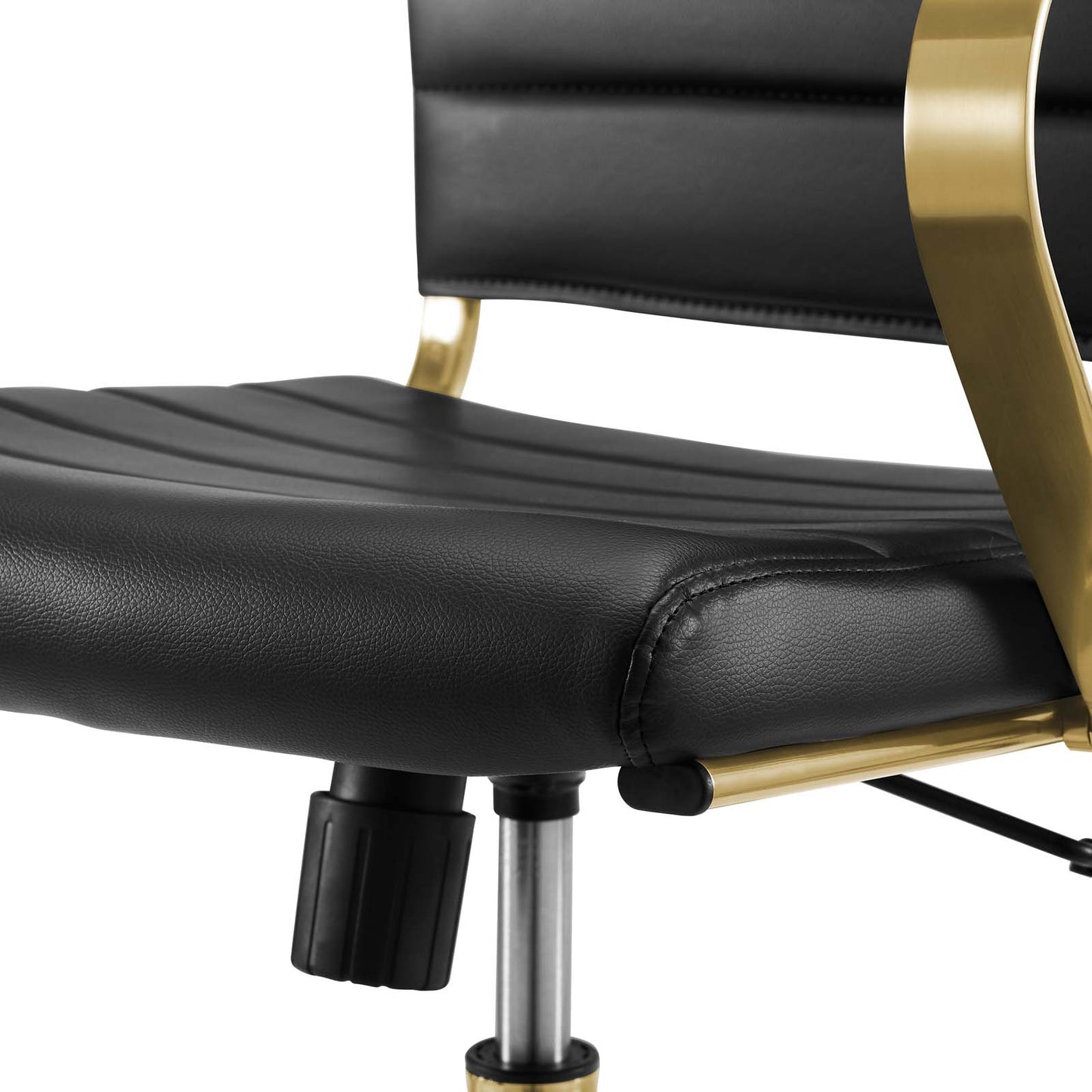 Jive Gold Stainless Steel Midback Office Chair, Faux Vinyl Leather Aluminum, Gold Black, 17386