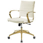 Jive Gold Stainless Steel Midback Office Chair, Faux Vinyl Leather Aluminum, Gold White, 17387