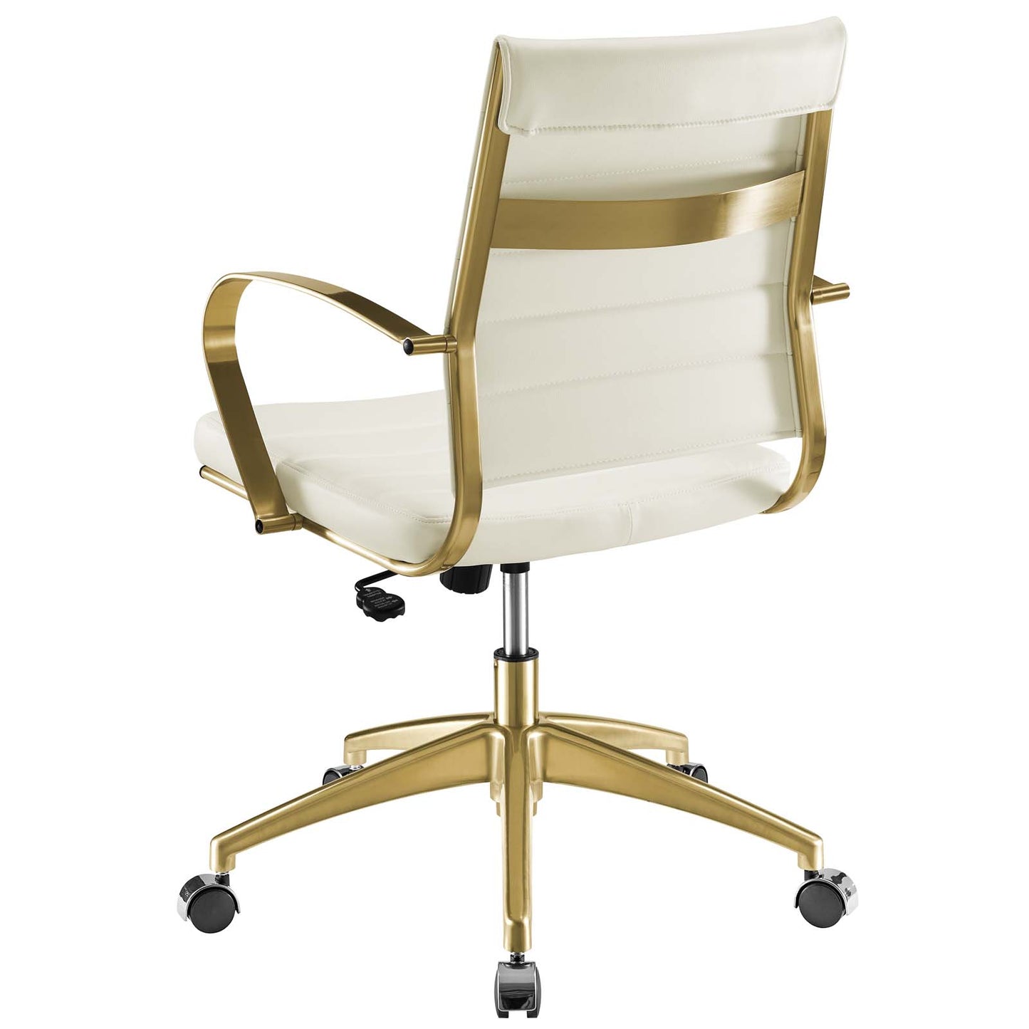 Jive Gold Stainless Steel Midback Office Chair, Faux Vinyl Leather Aluminum, Gold White, 17387